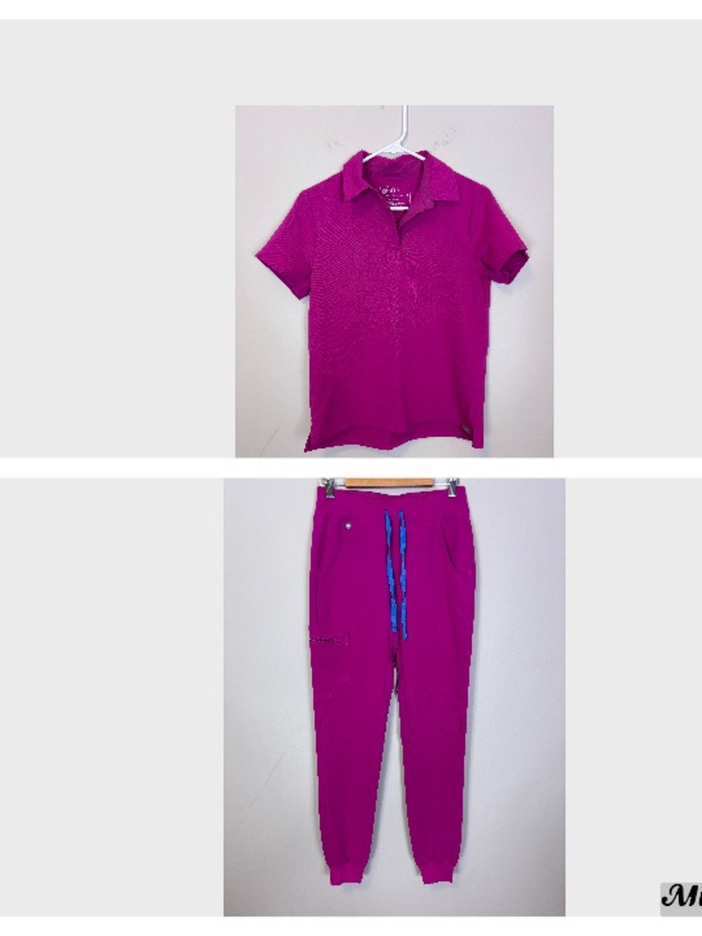 Figs Women’s Magenta Short-Sleeve Polo and Jogger Pants XS and XS Tall